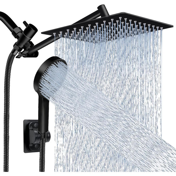INSALER 10 Inch Shower Head Black Rain Shower Head with Adustable